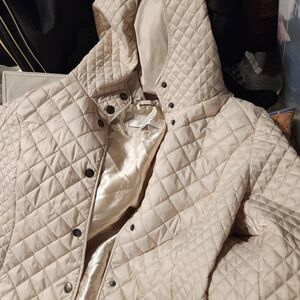 Liz Claiborne Light Beige Quilted Puffer Jacket